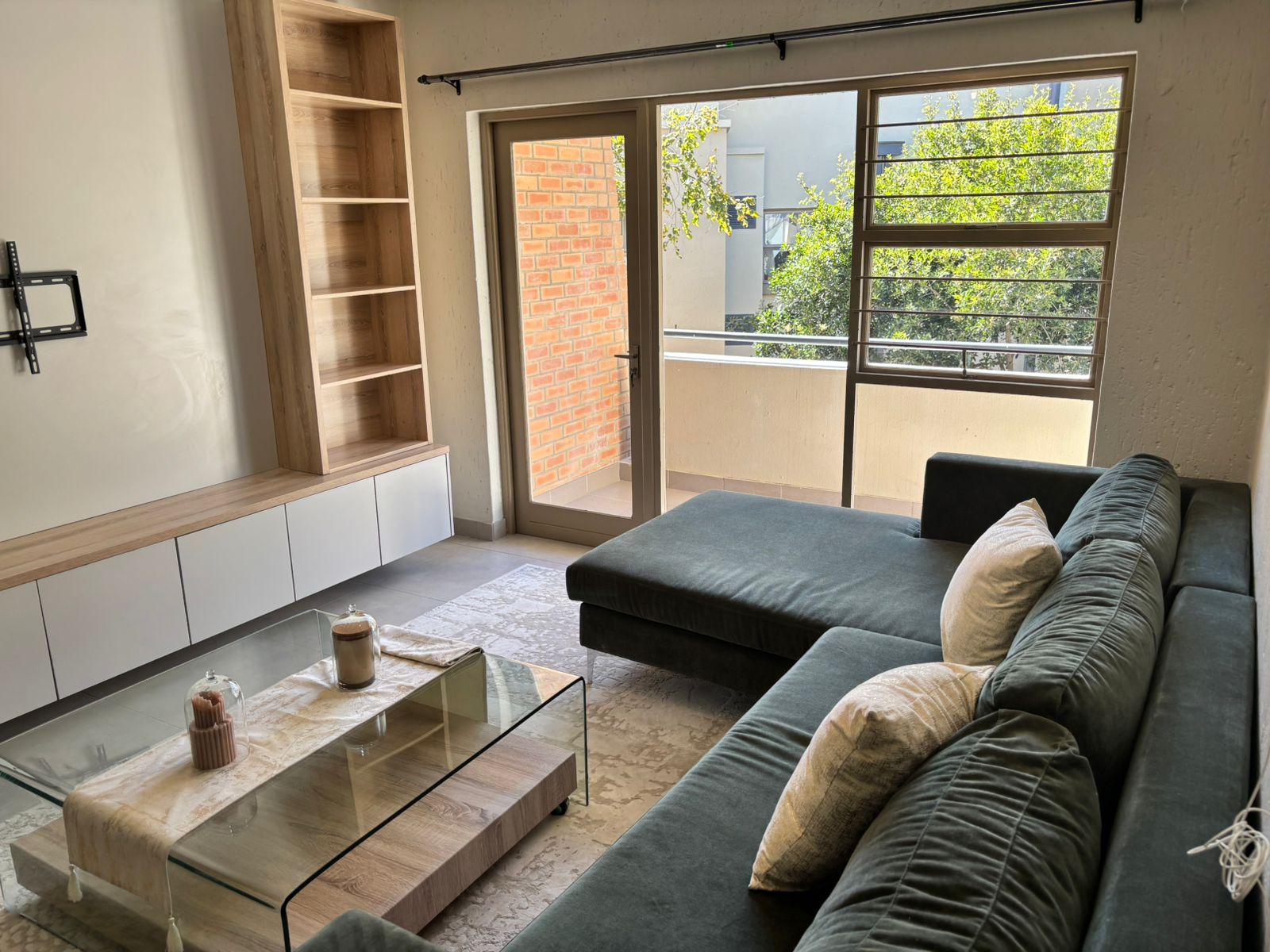 Balcony view through sliding doors
